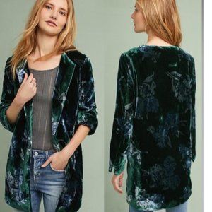 Eva Franco Floral Velvet Open Front Blazer Coat M